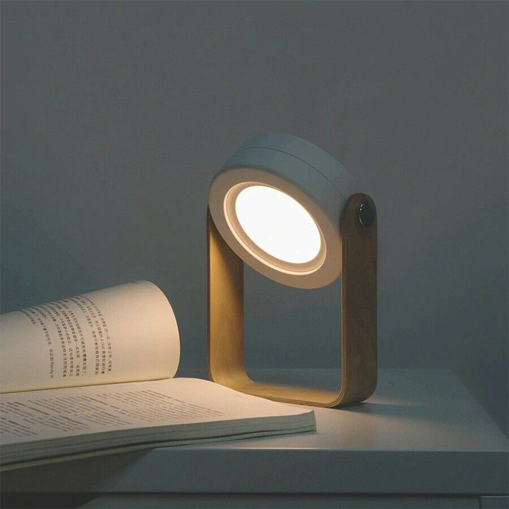 USB Rechargeable LED Retractable Folding Lamp Portable Wooden Night Light_4