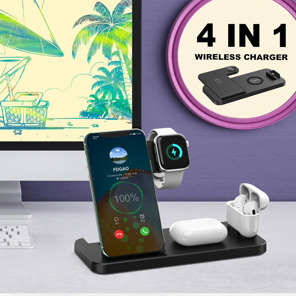 4-in-1 Wireless Fast Charging Station for QI Devices- USB Powered_10